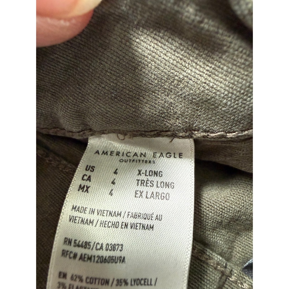 American Eagle Olive Green Utility Pants Mid-Rise Straight Leg Size 4 X-Long - Picture 7 of 12